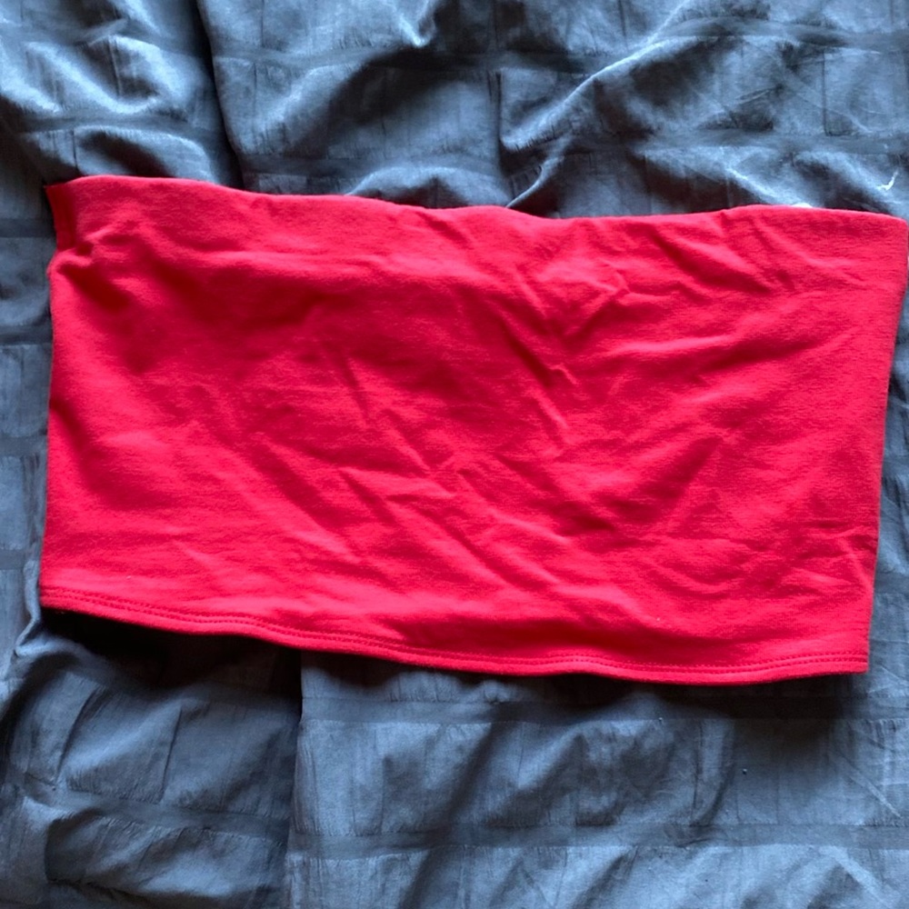 Divided red tube top